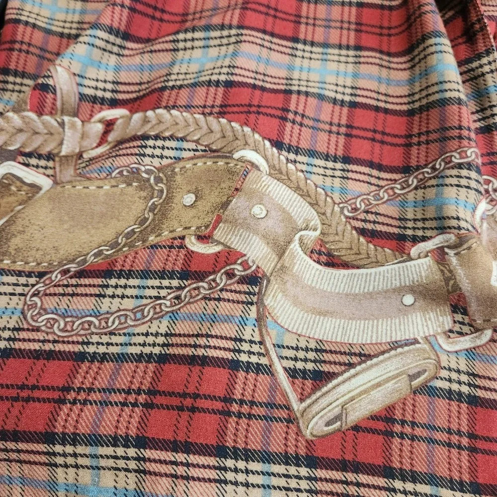 Vtg Stonebridge 1990s Plaid Belting Equestrian Academia Wrap Maxi Skirt sz 14